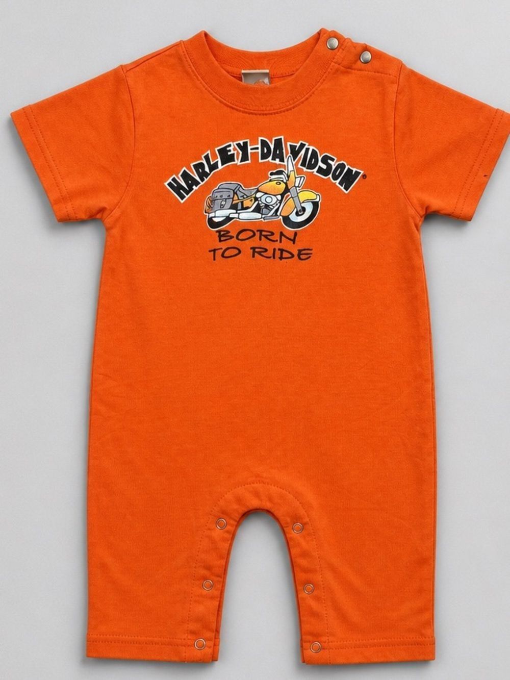 Harley Davidson orange Motorcycle Born to ride short sleeve one piece jumpsuit